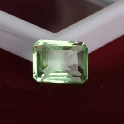 Lab Created Light Green Amethyst Gemstone Emerald Shape 12 CT For Earring - Image 1 of 4