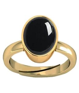 7.25 Ratti 6.25 Crt Natural Black Onyx Ring Sulemani Hakik Gold Plated Ring