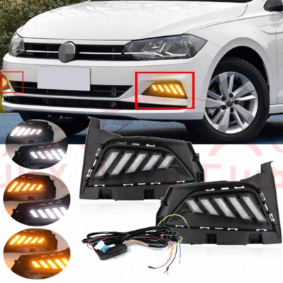For Volkswagen Polo 2017-20 x Pair Flashes Signal Light LED DRL Fog Lamp Replace - Image 1 of 4
