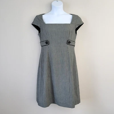 JONES NEW YORK Size 12 Black & White Houndstooth Cap Sleeve Career Dress NWT - Image 1 of 4