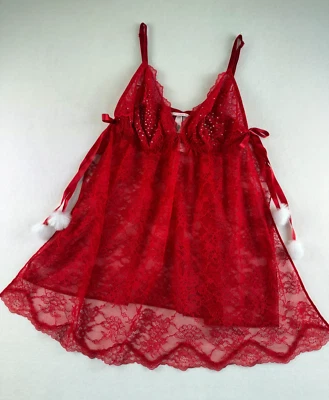 Babydoll Victoria's Secret de una pieza sin forro de encaje rojo talla XL NUEVO CON ETIQUETAS Foto 1 de 4