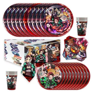Demon Slayer Party Supplies Set Plates Cups Tablecloth Napkins Birthday Decor - Picture 1 of 6