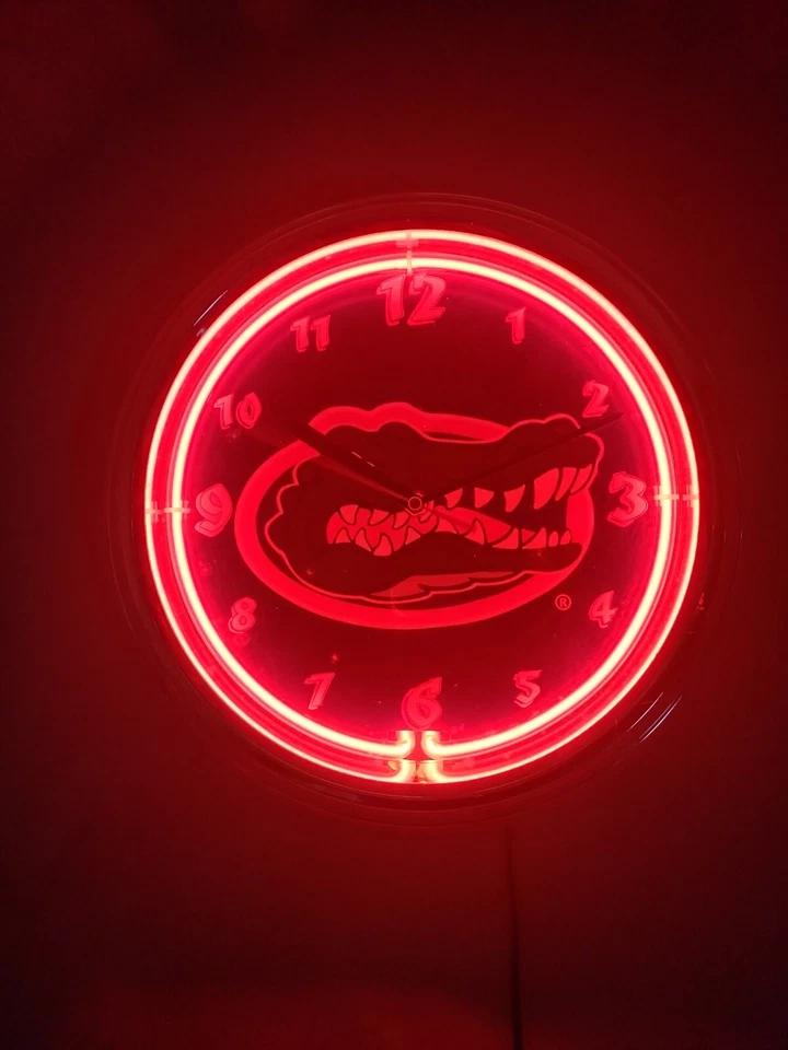 Reloj con letrero de neón Florida Gators reloj azul cueva naranja (15") funcionando  Foto 1 de 4