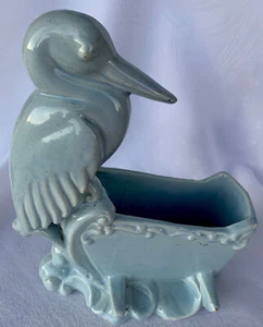 Vintage MCM Haeger Kunstkeramik Keramik babyblau 10" hoch Pelikan Vogel Übertopf - Bild 1 von 15