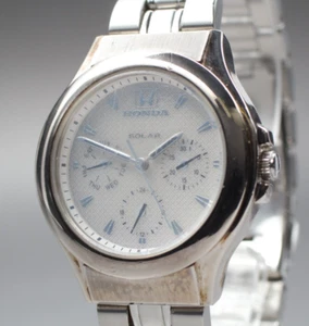 [Exc+4] SEIKO EPSON Honda VS3J-0A20 Silver Chronograph 37mm Solar Qz Men's Watch - Picture 1 of 10
