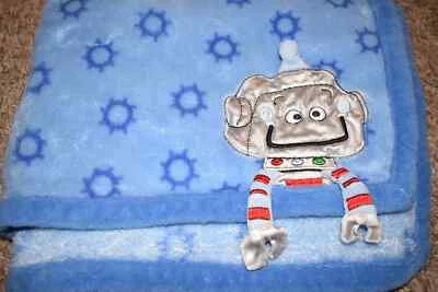 F8 !WOW! Vintage Babies R US Blue Plush ROBOT Baby Crib Blanket Comforter - Image 1 of 4