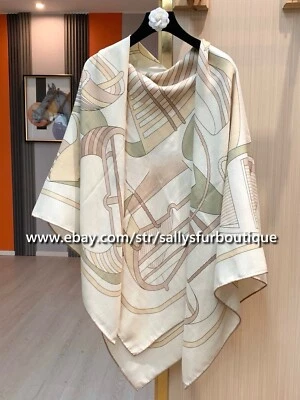 Sallys 2025 70 % cachemir y 30 % seda envolvente bufanda botes estampado chal doble cara 53" Foto 1 de 4