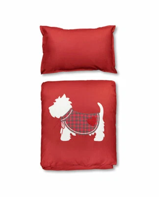 Parure copripiumino copripiumone rosso WESTY Maryhome cane scozzese - Immagine 1 di 2