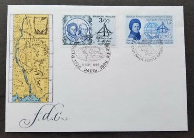 [SJ] Finland -France Joint Issue Measurement Arctic Lapland 1986 (FDC) *dual PMK - Image 1 of 4