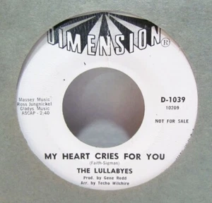 THE LULLABYES YOU TOUCH ME PROMO 45 DIMENSION NORTHERN SOUL MY HEART CRIES FOR U - Picture 1 of 2