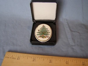 Vintage Spode Porzellan Weihnachts Anstecknadel Brosche - Bild 1 von 6