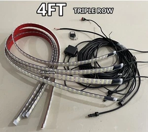 4PCS 4FT TRIPLE ROW Pure WHITE Strobes LED Wheel Rim Underglow Strips Lights Kit - Picture 1 of 5