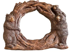 Rustic Wall Mirror With Bears Bees Log Cabin Mirror Resin Wood Looking - Picture 1 of 12