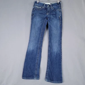 Pantalones de mezclilla Ariat Real Riding Jean Whipstitch jóvenes adolescentes tiro bajo azul talla 27R - Imagen 1 de 15