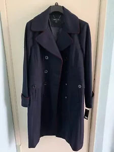 Kenneth Cole Women’s Full Length Double Breasted Wool Blend Coat Blue Size XXL - Picture 1 of 2