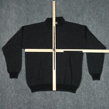 Lord & Taylor Mens Medium Sweater Sweatshirt Collared Black Merino Wool Italy