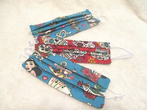 FACE MASKS~Adult Size~Day of the Dead & Forever Love~3 qty. Handmade~NEW - Picture 1 of 7