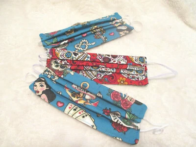 FACE MASKS~Adult Size~Day of the Dead & Forever Love~3 qty. Handmade~NEW - Image 1 of 4