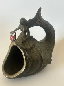 Rare, Walter Bosse, Mid Century, Bronze, Mermaid, Fish Ashtray / Match Holder - Picture 1 of 11