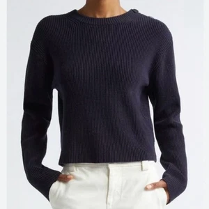 NEU Größe Medium Vince Küstenblau Knopfleiste Baumwollmischung Rundhalsausschnitt Pullover - Bild 1 von 8