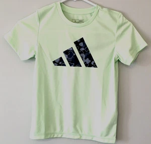 Adidas Girls Size 6 Dri Fit Short Sleeve Logo T shirt Lime Green Soft Summer - Picture 1 of 4