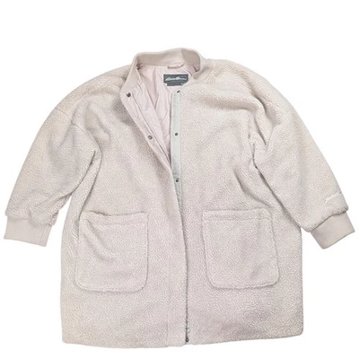 Eddie Bauer Lynden Fleece Parka Jacket Women 3X Deep Pile Sherpa Cream Full Zip - Image 1 of 4