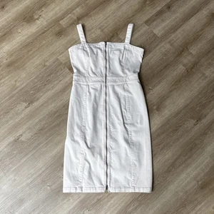 Bold Elements Pale Pink Denim Zip Midi Dress L | Soft Girl Y2K Feminine Summer - Bild 1 von 18