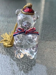 Gorham Lead Crystal Patriotic Teddy Bear Christmas Ornament-made In Germany - Picture 1 of 5