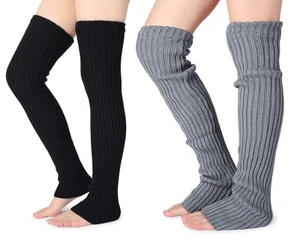 Women's Winter Over Knee High Footless Socks Knit Warm Long Leg Warmers 2 Pac... - Picture 1 of 6