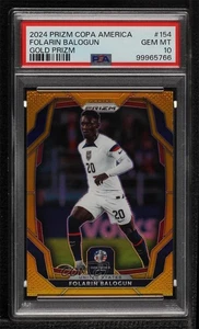 2024 Panini Prizm CONMEBOL Copa America Gold /10 Folarin Balogun PSA 10 GEM MT - Foto 1 di 3