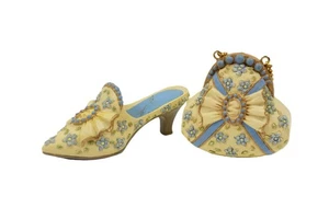 BOLSO Y ZAPATO RA MINIATURA AZUL/MARFIL CON FLORES Y LAZOS - Imagen 1 de 6