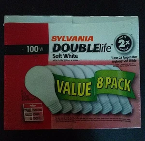 Sylvania Double Life 100W Value 8 Pack Soft Light Lasts 2x Longer - Picture 1 of 2
