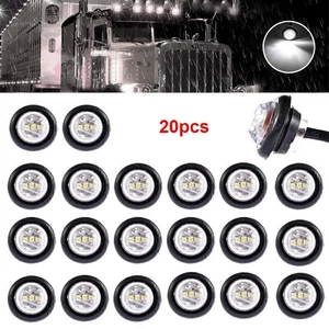 20X 3/4" 12V Marker Lights LED Truck Trailer Round Side Bullet Light White US - Picture 1 of 6