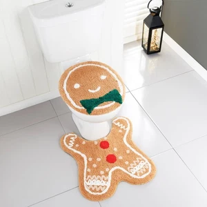 Atemberaubende Weihnachten Fußmatte & Toilettensitzbezug Set - Lebkuchenmann - Bild 1 von 7