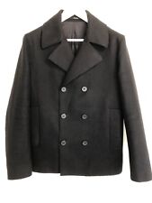 COS mens double breasted coat jacket size 46 black wool polyamide cashmere blend