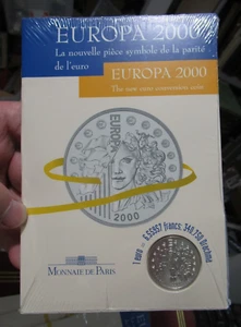 EUROPA EUROPE 2000 FRANCE 1 EURO SILVER CONVERSION COIN, IN ORIGINAL PACKAGING - Picture 1 of 10