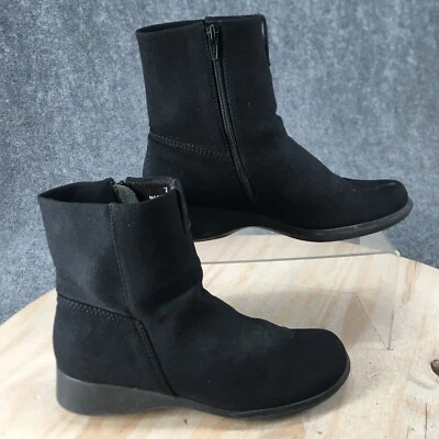DKNY Boots Womens 7 Ankle Booties Black Fabric Round Toe Wedge Zip Up Casual - Image 1 of 4