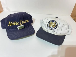 2-Vtg. Notre Dame Fighting Irish Snap Back Caps One W/ Notre Dame Pin - Picture 1 of 13