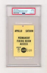 1968 NASA Apollo 8 "Earthrise" Kennedy Space Center Firing Room Badge Pass - PSA