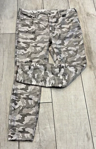 Anthropologie Pilcro Pants Womens 34 High Rise Skinny Gray Camo Velvet Grunge - Picture 1 of 20