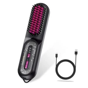 Cordless Hair Straightener Brush,Portable Mini Straightening Brush for Travel - Picture 1 of 8