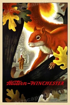 1955 Western Winchester Squirrel Hunting Vintage Style Poster - 16x24 - Image 1 of 3