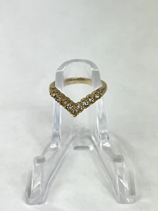 Anello romano GE tono oro 14 carati misura 6 pietra trasparente anello forma V Cina romana - Foto 1 di 8