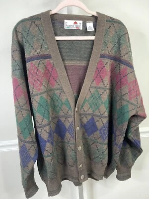 Cárdigan de Colección Florence Tricot Hecho en Italia Para Hombre Suéter XL Mezcla de Lana Argyle Foto 1 de 4