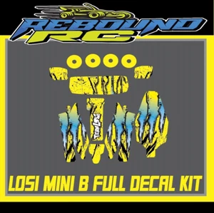 losi mini b 1/16th body graphics kit /decal /sticker standard body wing wheels - Picture 1 of 2