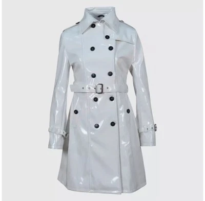 Women PVC Leather Trench Vinyl Shiny Light Weighted Raincoat Stylish Trench Coat - Image 1 of 3