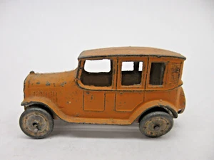 Antique Tootsie Toy white metal 4 door car - Yellow - Picture 1 of 6