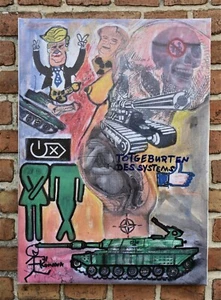 KUNSTDRUCK >SHEIDE< LKW Plane auf Keilrahmen gespannt Signiert - Bild 1 von 2