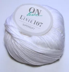 Lot of 10 Balls On Line Linie 107 SUPERSOFT Cotton Blend dk yarn #01 WHITE - Picture 1 of 1
