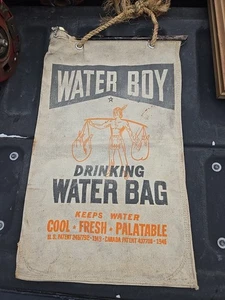 Bolsa de agua potable Water Boy vintage lona tostada con nativo americano - Imagen 1 de 6